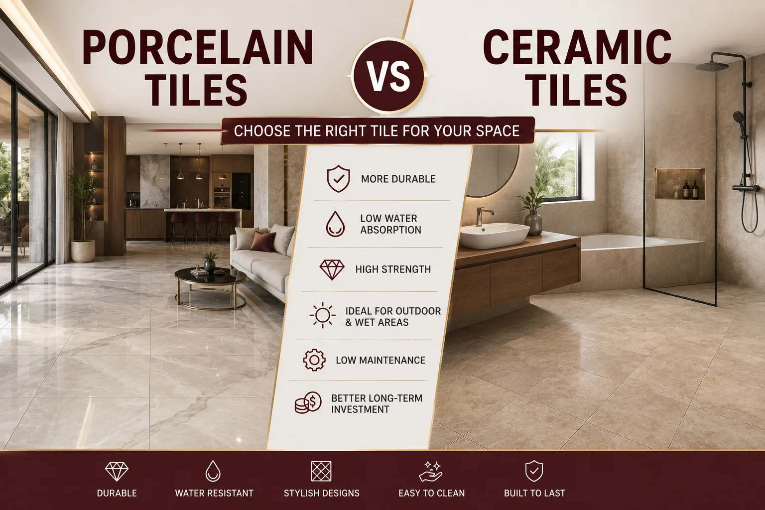 Porcelain Tiles vs Ceramic Tiles: Which Is Better for Dubai Homes?